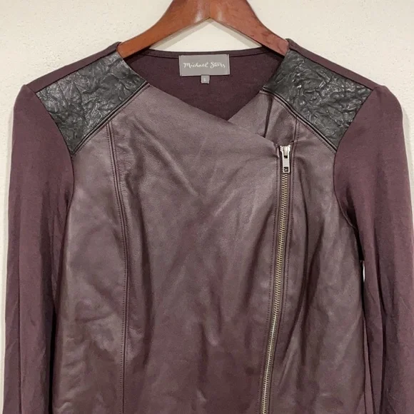 Michael Stars Leather Front Moto Jacket - Picture 2 of 8